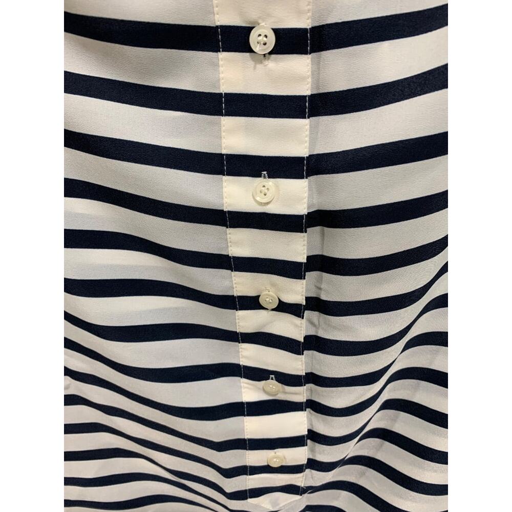 Size 00 J.Crew Womens Sleeveless Blouse Navy Blue White Stripe - Picture 4 of 8